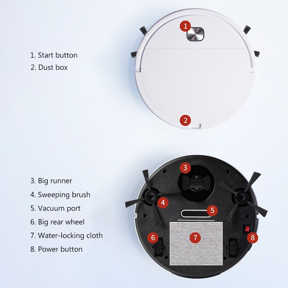 ES250 Ricaricabile Automatico Intelligente Robot 1800Pa di Aspirazione