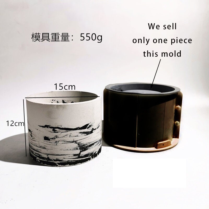 Bricolage béton pour Pot de fleur rond, DIY, pour jardinière en ciment: 15x12cm