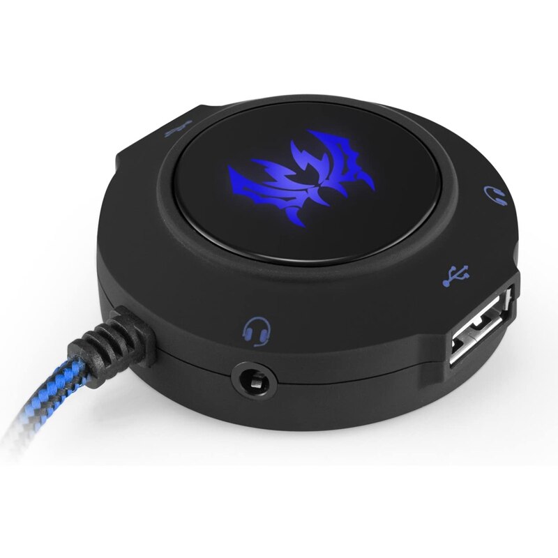 KOTION EACH External Sound Card USB Hub Audio Adapter to USB Port & 3.5mm Audio & Mini Jack for PC Laptop. Plug and Play(Blue)