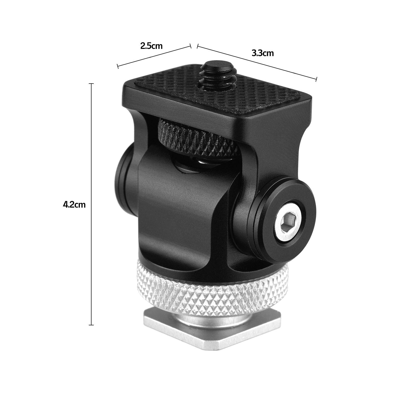 Andoer-monitor de câmera rotativa 360 °, adaptador para sapato a frio, interface de 1/4 polegadas, chave allen, para monitor e microfone de luz led