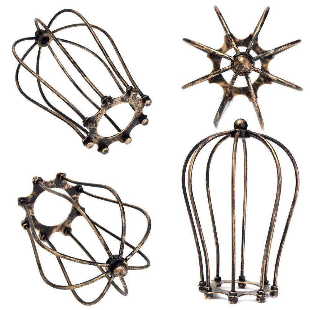 Vintage Style Lamp Cage Rustic State Set of 1/2/3/4 Fixture Metal Wire Cage Lamp Guard Lamp shades Bulb Guard Lamp Cage D30