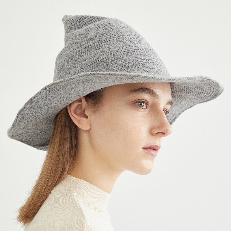 Sombrero de bruja de para otoño e invierno, accesorios de disfraces de lana, sombrero de cubo puntiagudo para Cosplay, Brujo mágico
