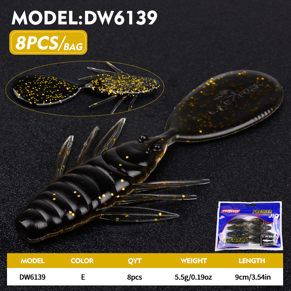 Isca Artificial de Silicone Proberos com Corpo de Peixe e Cauda Plana, 8 Peças/Pacote, Isca de Natação Oscilante de 9CM para Pesca de Esturjão em Água Salgada: ROXO