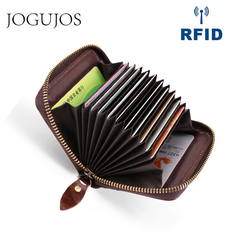 JOGUJOS Business Rindsleder Unisex Kreditkarte Halter Brieftasche Aus Echtem Leder Karte Halter Rfid Männer Frauen Karte Id Halter Geldbörse