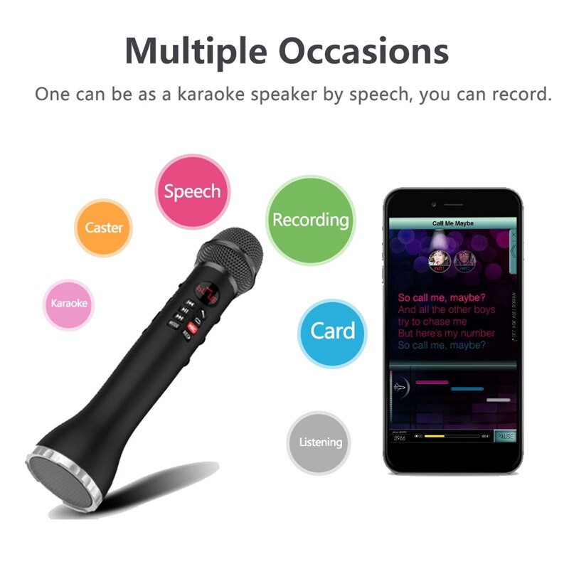 Micrófono de Karaoke , inalámbrico, portátil, Bluetooth, condensador de mano para teléfono Iphone