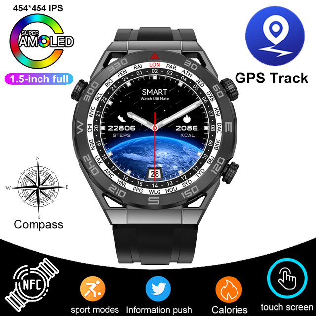 Huawei DT UltraMate Smartwatch pour homme, NDavid, boussole, appel Bluetooth, suivi GPS, ECG 2024 +, sport, original, , 100: Rouge