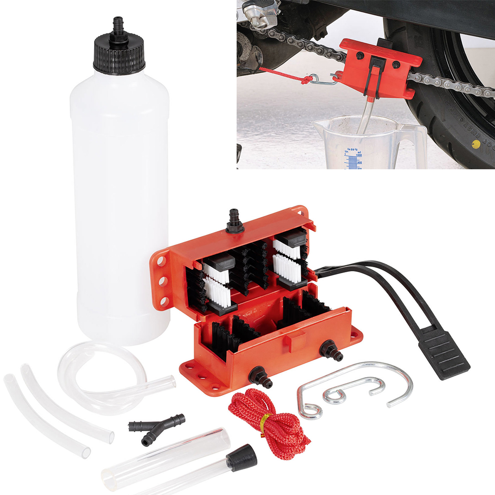 Kit de máquina de limpieza de cadena de motocicleta, cepillo, herramienta limpiadora de engranajes para cadenas de motocicleta, dispositivo lubricante, accesorio lubricante