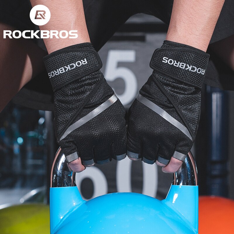 Rockbors treningsstudio antiskli vektløfting Fitness hansker halvfinger Fitness sport beskyttende hansker kroppsbygging mannlig håndvott