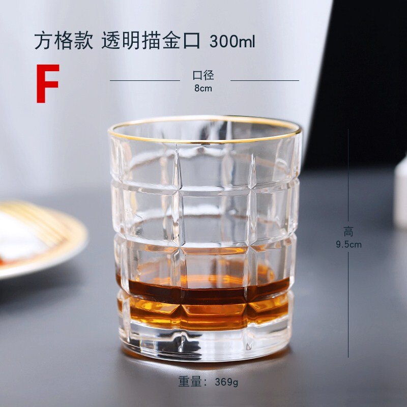Gold Rim Whiskey Glass Mug Irregular Shape Whisky Glass Wine Glass Beer Glass Cups And Mugs Style Transparent Cups: F