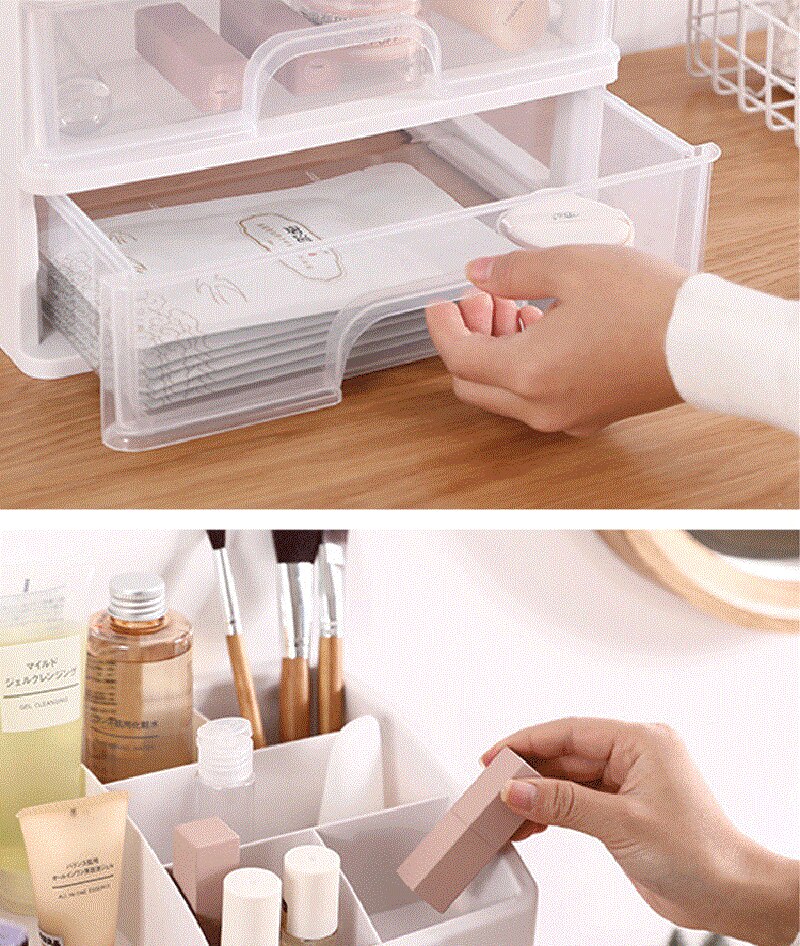 3-layer Organizer Box Drawer Storage Box Plastic Document Sundries Holder Cosmetic Cabinet Storage Organizer Desktop Makeup