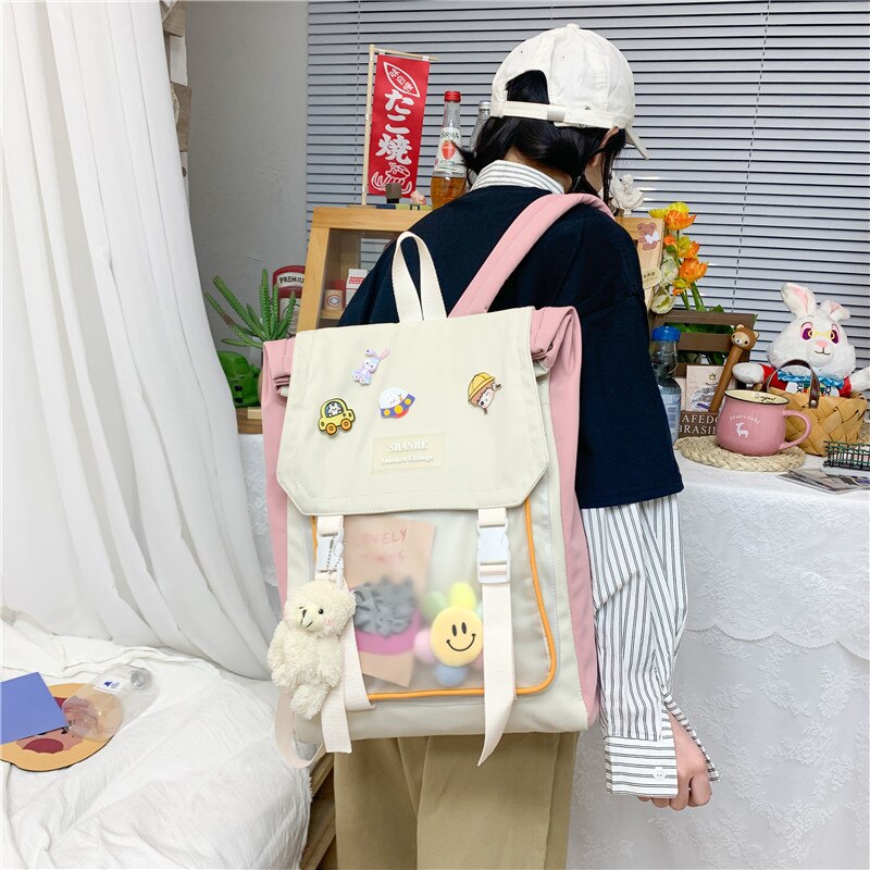 Transparante Rugzak Vrouw Laptop Tas 15.6 Inch Leuke Kawaii Japanse Stijl Rugzakken Voor Tienermeisjes School Ita Tas Vrouwen H220