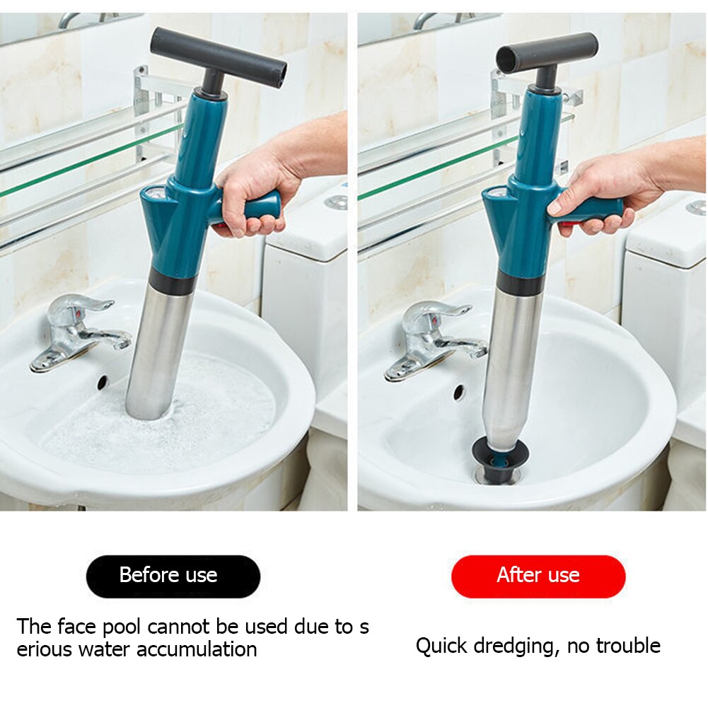 Débloqueur de vidange pour toilettes, haute pression, puissant, manuel, équipement de dragage pneumatique, tuyau bouché