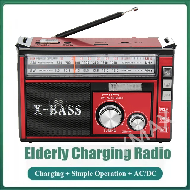 Retro Portable Wireless Bluetooth Radio Receiver Three Band Radio TF Card /USB Walkman MP3 Digital Playerr FM Pointer