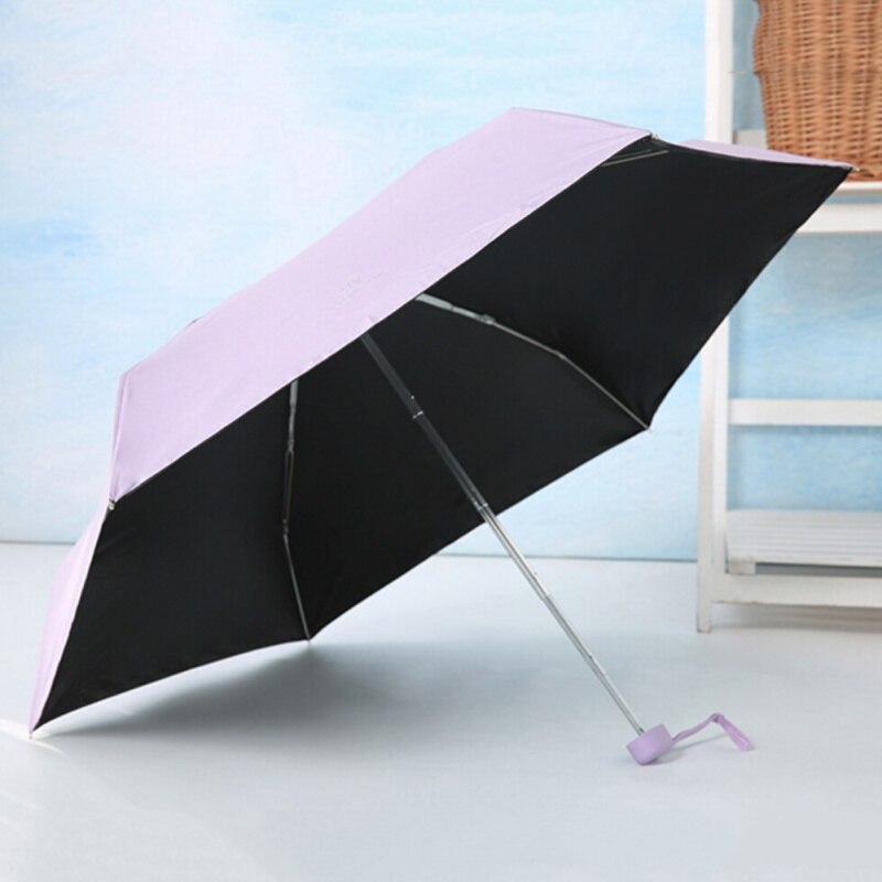 Sombrilla de vinilo para protegerse del sol upf, ligera y fresca, sombrilla de bolsillo plegable Cinco plegados para hombres y mujeres estudiantes #