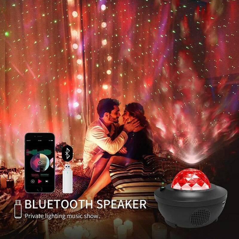 Colorful Starry Sky Projector Blueteeth USB Voice Control Music Player LED Night Light Romantic Projection Lamp Birthday