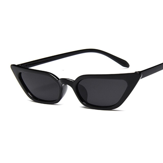 Gafas De Sol De Ojos De gato para mujer, anteojos De Sol femeninos De Color rosa De ojos De gato, Estilo Vintage, De Color negro, montura pequeña, transparentes: Black Gray