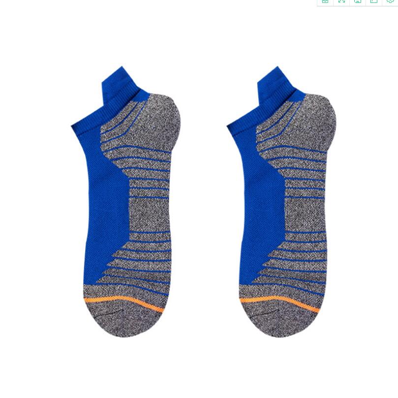 Men's Sports Socks Towel Bottom Boat Socks Outdoor Breathable Basketball Male short tube Socks 4Pairs/lot: Blue