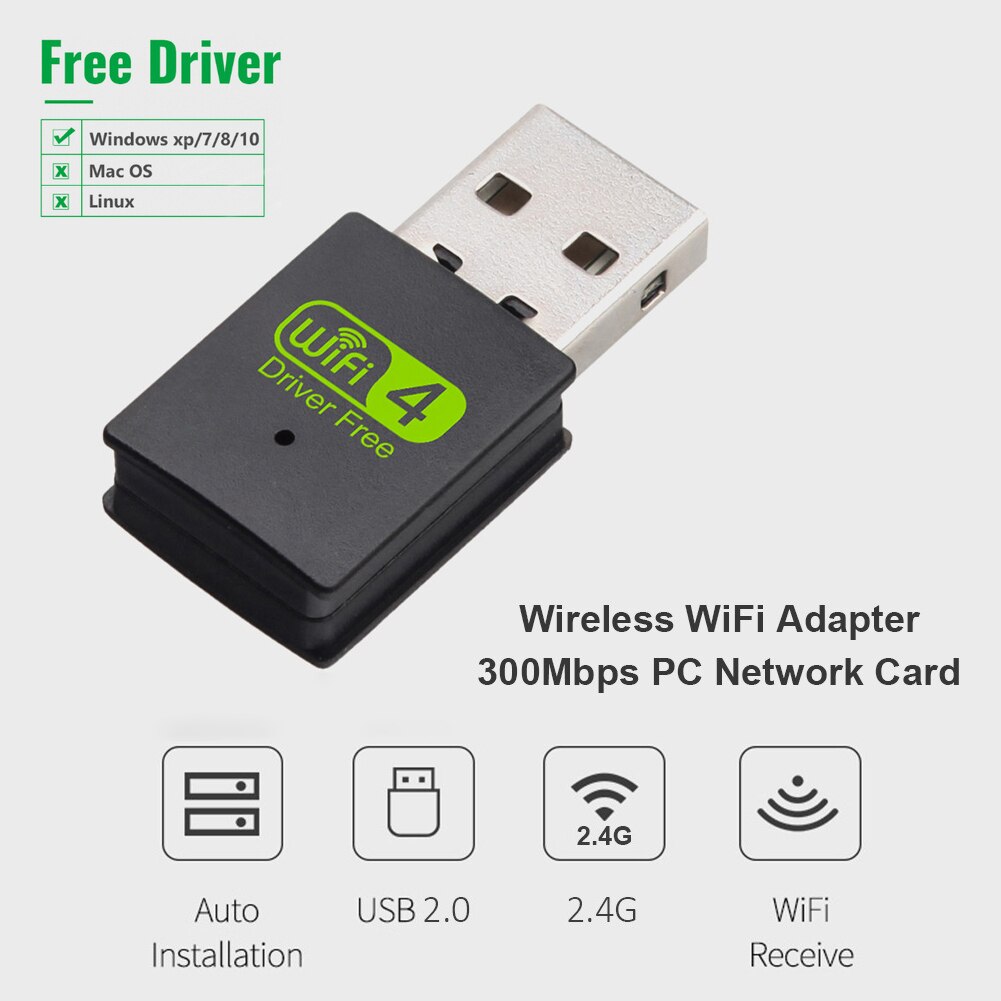 Nowy Adapter USB Wifi 300 mb/s 2.4G 5G bezprzewodowa karta sieciowa 802.11n WIFI bezpłatny sterownik odbiornik Wifi Dongle na PC Laptop 150 mb/s: 300M