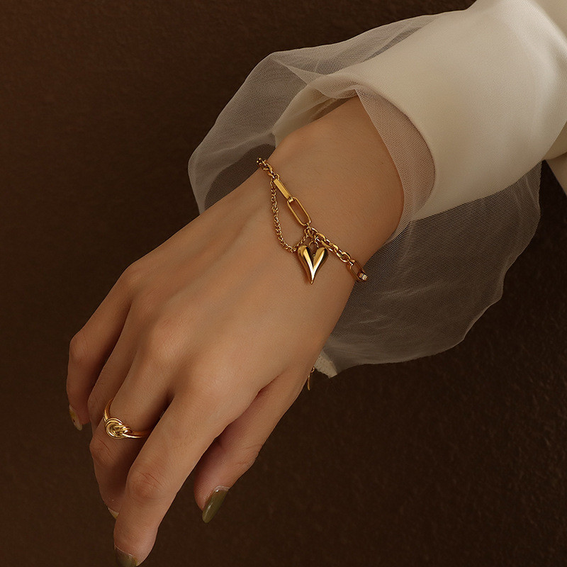 Gouden Kleur Hart Hanger Ketting Voor Vrouwen Trend Meisjes Sleutelbeen Ketting Sieraden Feestelijke: Rood-Bruin