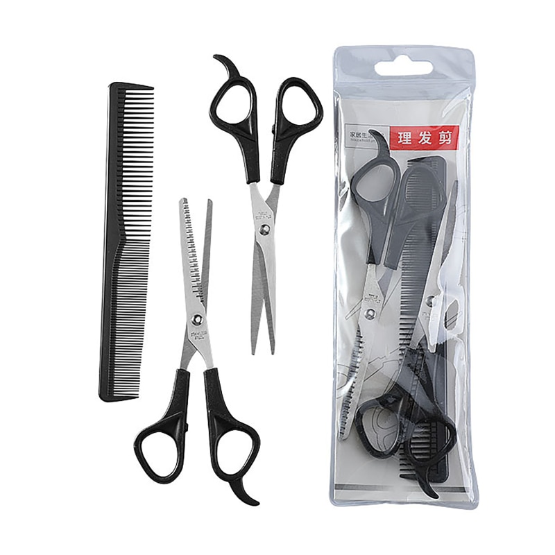 3Pcs Set Huishoudelijke Kappers Schaar Dunner Schaar Haar Knippen Kapper Schaar Platte Tand Schaar Kam Hair Styling Gereedschap