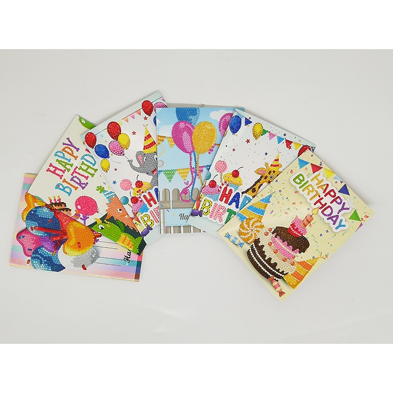 Cartes de vœux joyeux anniversaire diamant peinture | Rond 5d, kits de cartes de vœux, peinture diamant, broderie diamant, 13x18cm