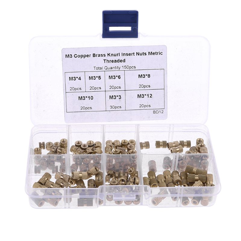 150 Pcs M3 Messing Insert Noten Schroefdraad Assortiment Set Kit Met Doos 94 Pc