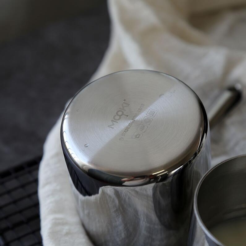 Stainless Steel Pot Coffee pot Milk Butter Coffee maker Warmer Mini Butter Melting Pot with Spout 18/10 Tri-Ply (12oz/370ml)