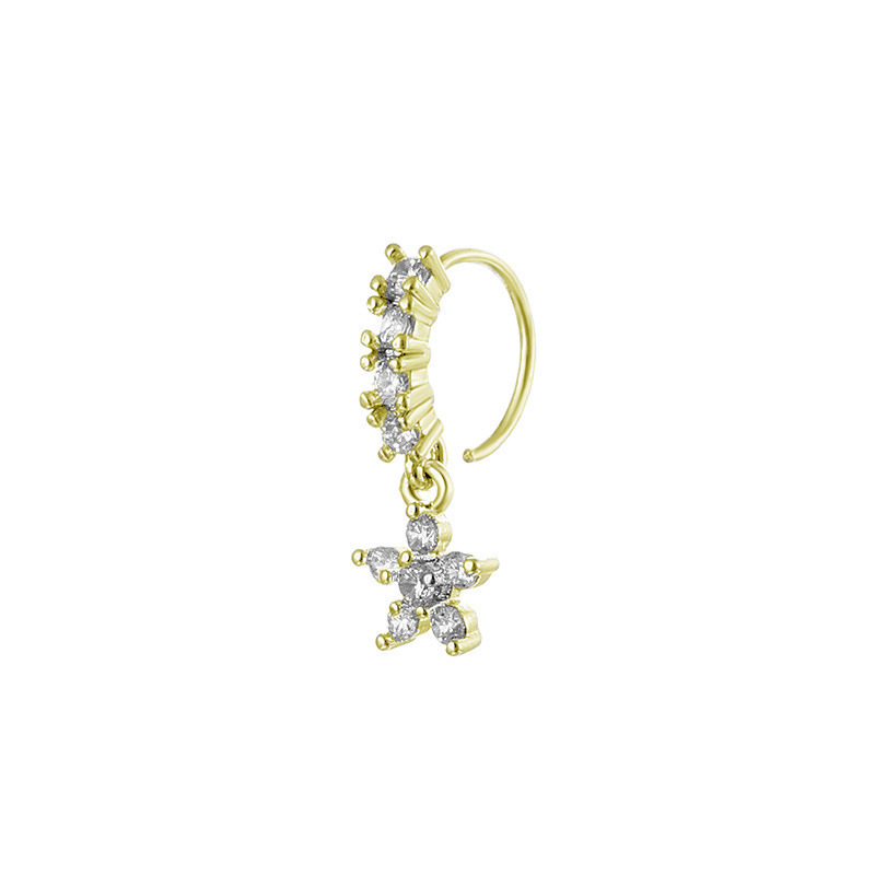 1 Uds. De aro de cristal CZ para tabique, Clickers, anillo para la nariz, Piercing para cartílago, pendiente de hélice, joyería para el trago, aros Daith, pendientes de lóbulo Rook: Pistola negra plateada