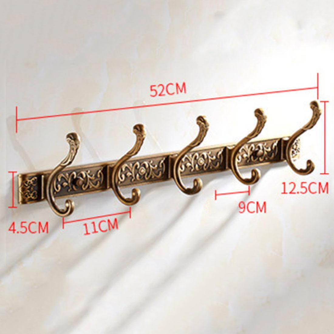 Colgador de pared para baño de lujo, 5 ganchos en fila de ganchos para puerta, accesorios para baño