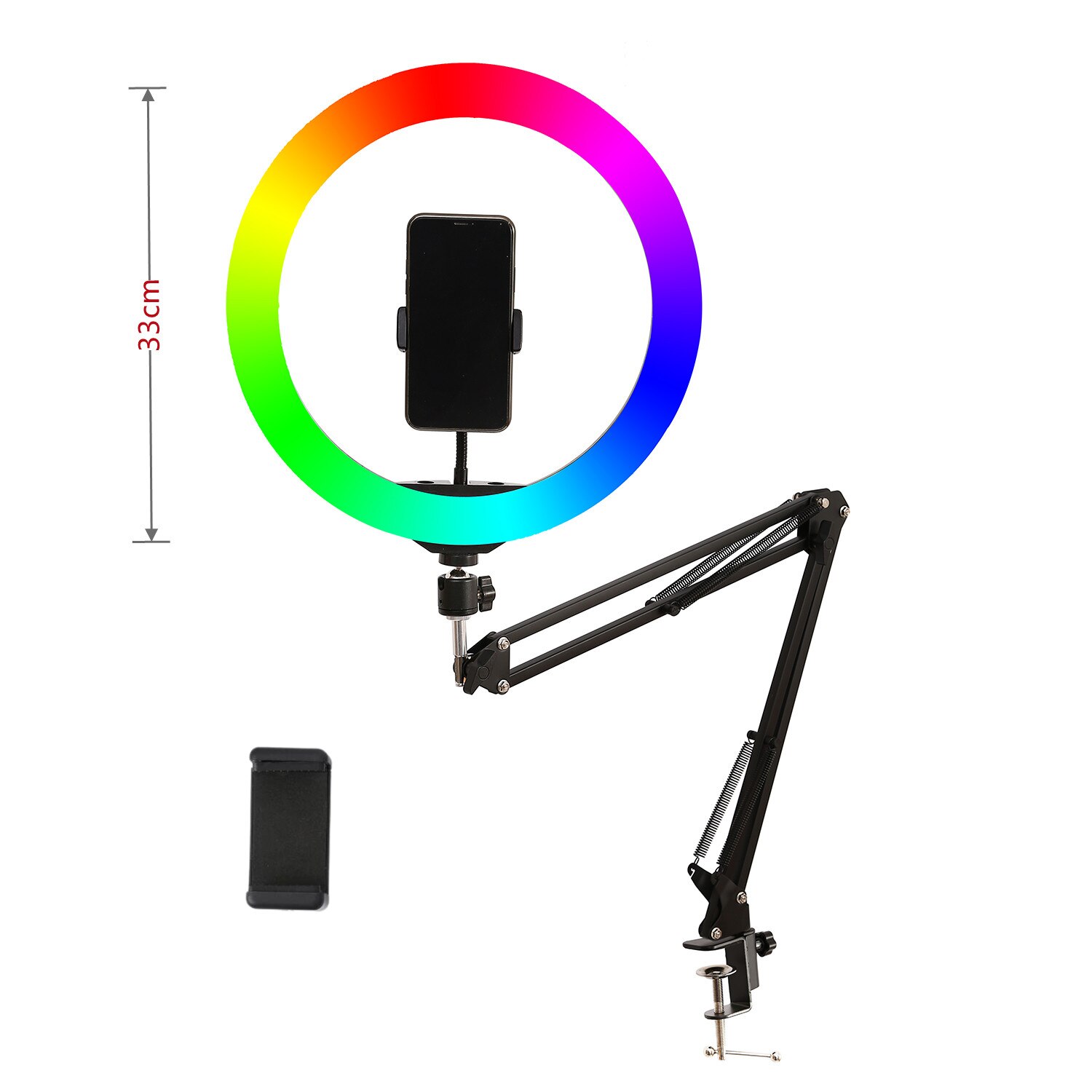 Camera tripod Table Stand Set Photography Adjustable With Phone Holder For Mobail Phone LED Ring Light Lamp: 13inch RGB lamp