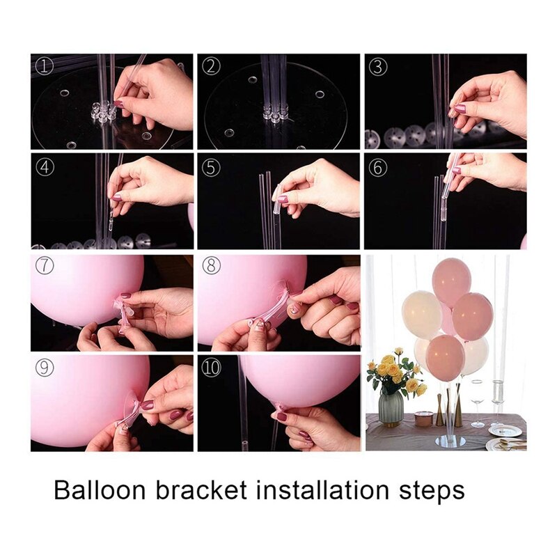 Table Balloon Stand Kit,4 Set 28Inch,Clear Balloon Cup,Balloon Pole&Flower Stand Base for Graduation/Wedding/Party Decor