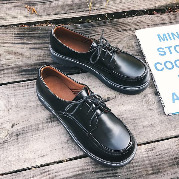 Casual Vrouw Schoen Womens Derby Schoenen Ronde Neus Alle-Wedstrijd Britse Stijl Mode Vrouwen Vrouwelijke Schoeisel Lederen Preppy: 1 / 37