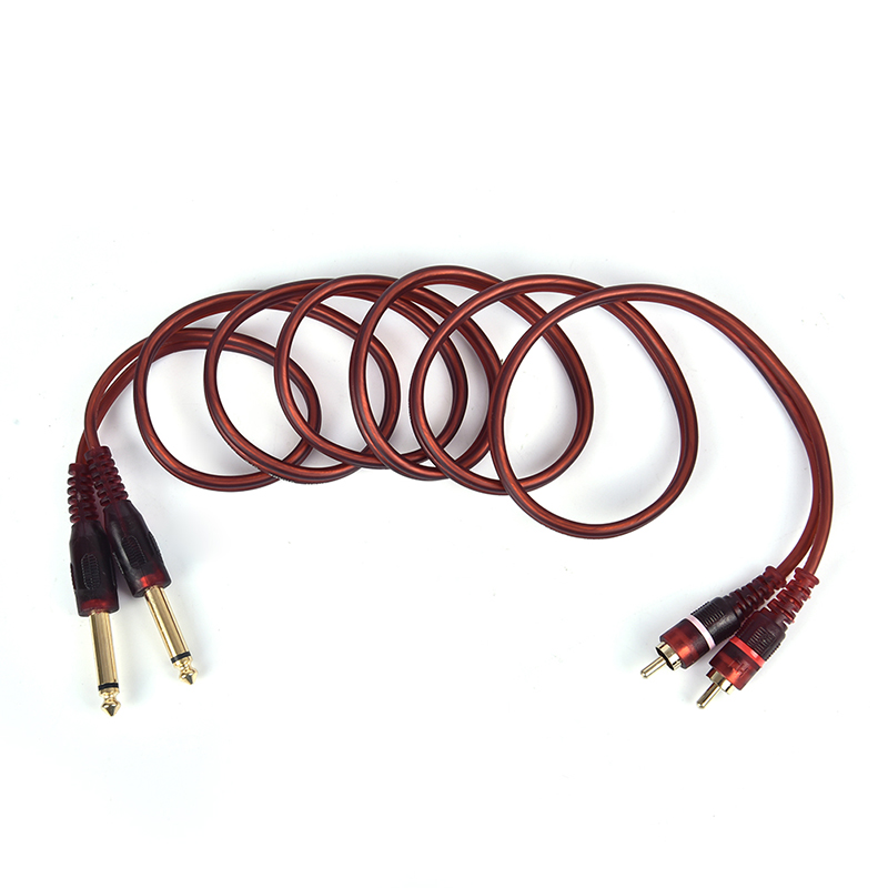 1Pc 1.5M Kabel Dual Rca Male Naar Dual 6.35Mm 1/4 Inch Mannelijke Mixer Audiokabel