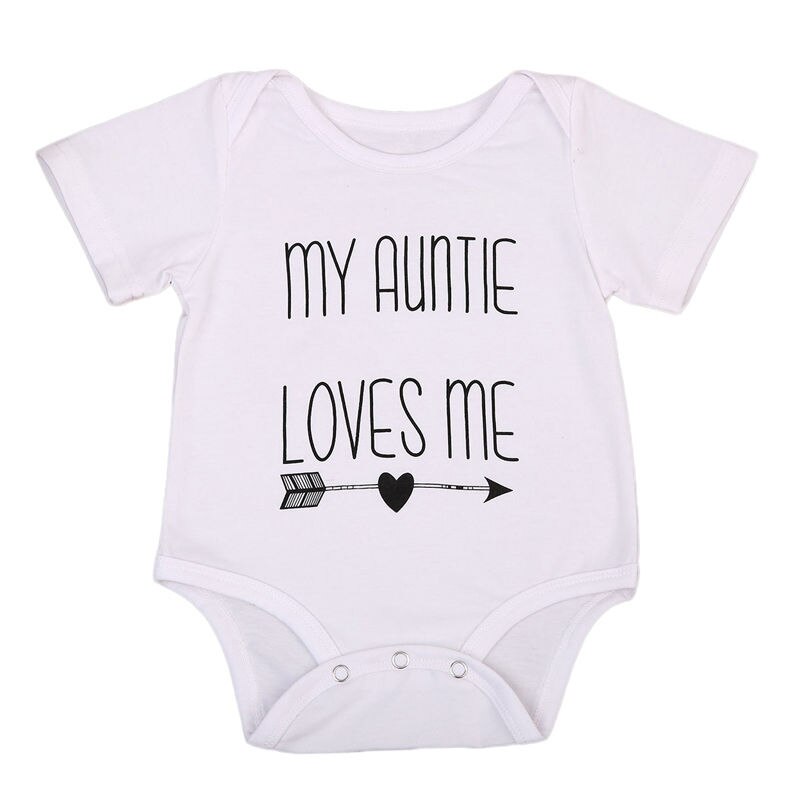 My Auntie Love Me Baby Boy Girls Bodysuit Jumpsuit Cotton Clothes Short Sleeve Outfits Casual Clothes