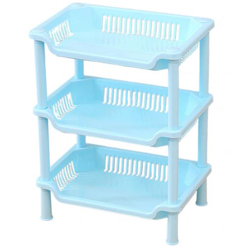 3 Layer Square Triangular Corner Bathroom Storage Rack Toiletry Holder Organizer Shelves for Bathroom, Kitchen, Rest Room: Blue / Sqaure