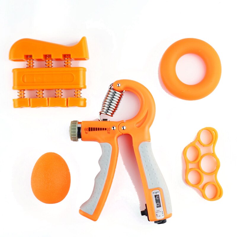 5Pcs/Set Spring Hand Gripper Adjustable Hand Grip Set Gym Fitness Power Strength Expander Muscle Recovery Exerciser: Orange With Count