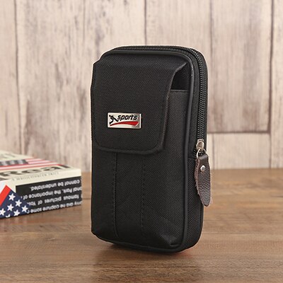 Bisi goro multi-função telefone moeda pequena cintura saco usar cinto bolso ao ar livre porta tarjetas heren resistente ao desgaste bolsa: Black vertical 306-1