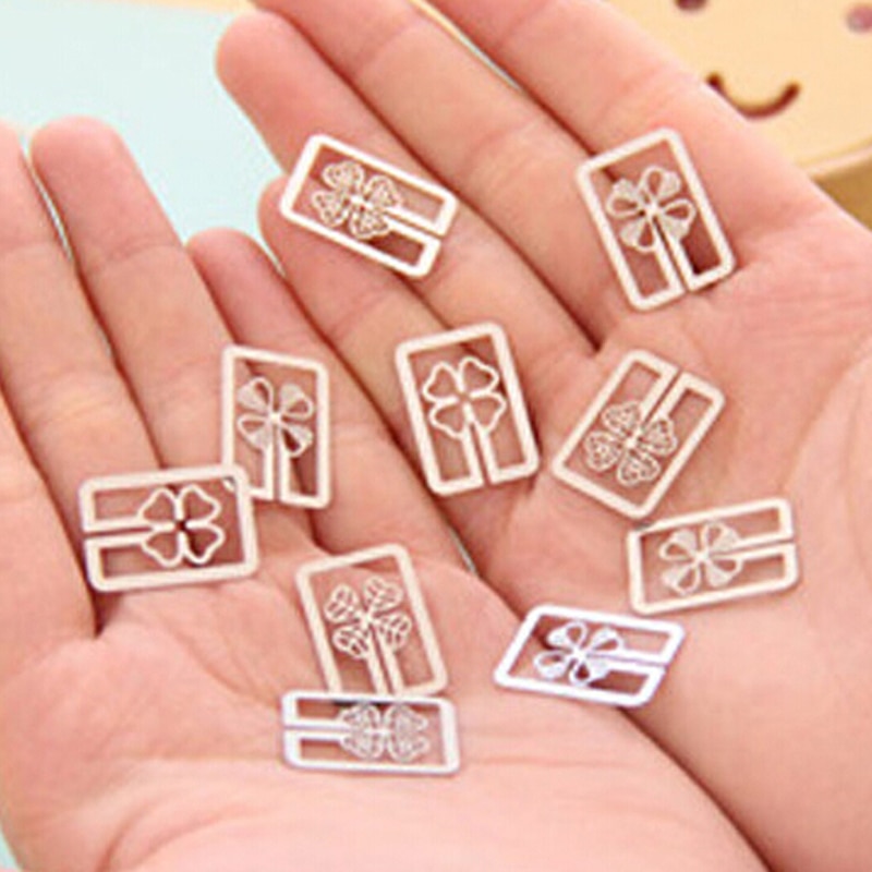 100 stks/partij Mini Metalen Bladwijzer Clips Leuke Cartoon Dier Bloem Cartoon Plated Sliver Bladwijzers Briefpapier Boek Lijn Marker