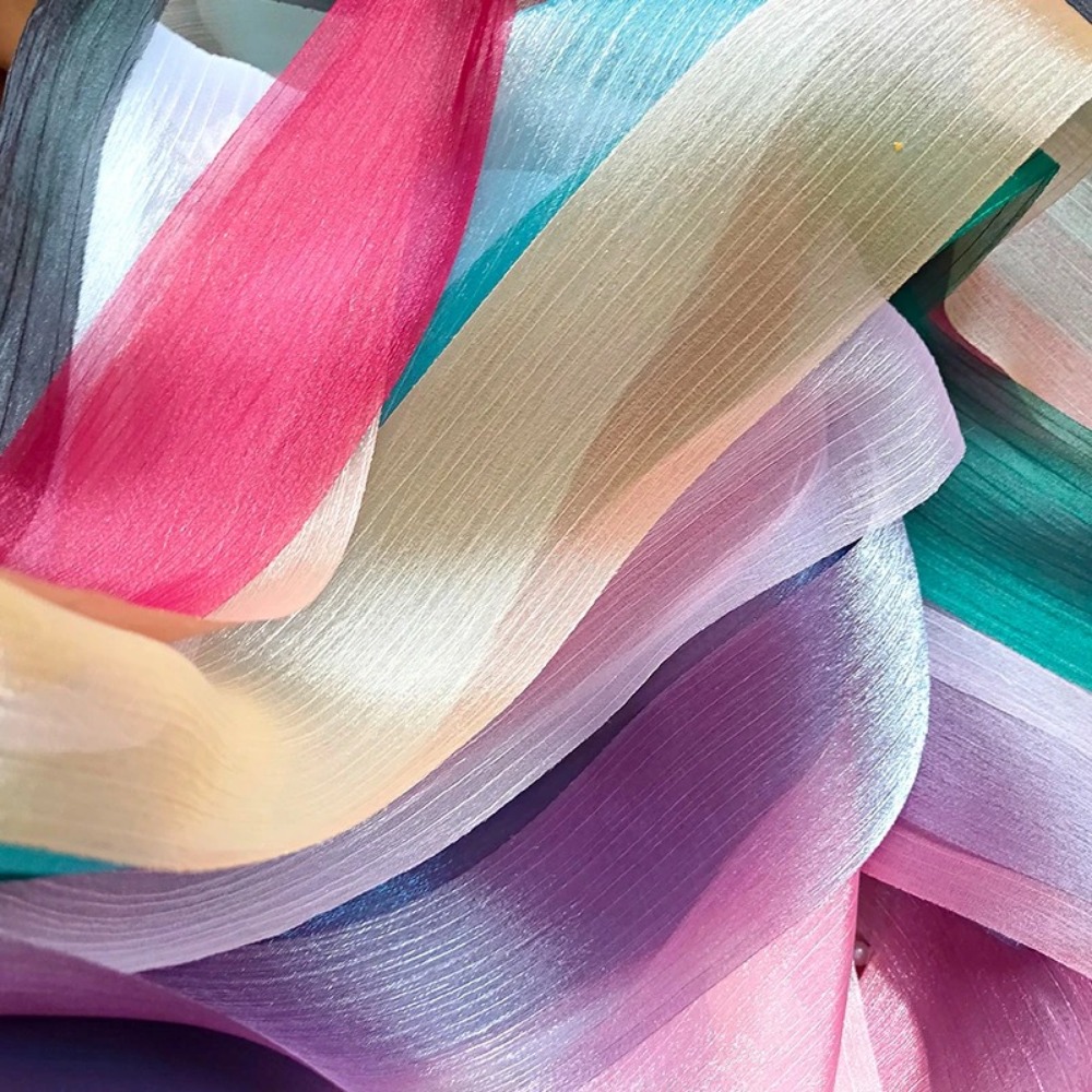 Ruban en mousseline de soie plissée de 5M, 6cm de large, bricolage, fil de Tulle, ruban à nœud, Bouquet de coiffure