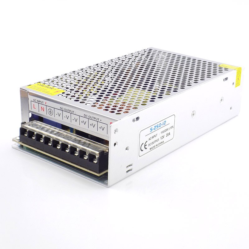 Power Supply AC100V-265V to DC 12V 20A Lighting Transformer CCTV Camera Power Driver Adapter Converter LED Strip Switch Charger