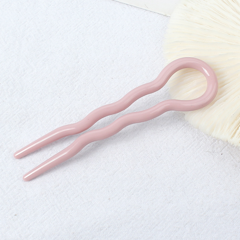 Retro moño para el cabello en forma de U palillos para el cabello Clip pasadores horquillas mujer niñas cola de caballo cabeza de albóndiga accesorios para el cabello dulces: YELLOW