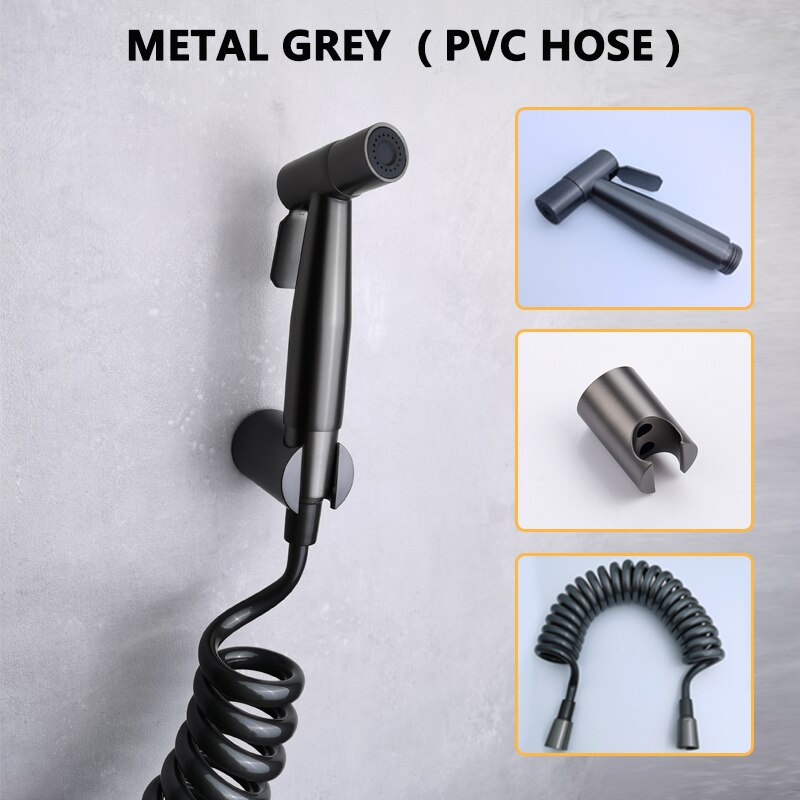 Metal Grey Wc Schoonmaken Abs Sproeier Set Bidet Shattaff Met Rvs/Pvc Slang Plastic Houder Hoge Druk: SET PVC HOSE