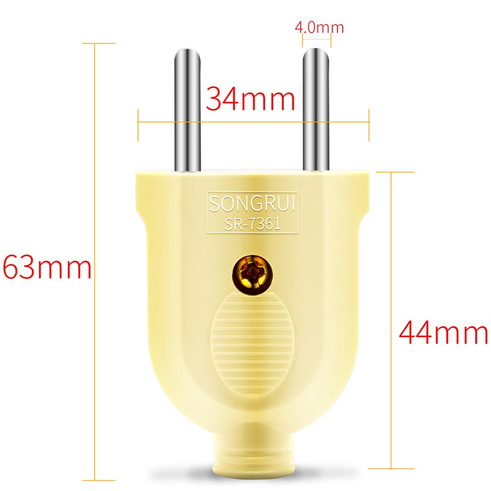 EU European Plug AC Electrical Power CEE 7/4 Rewireable Schuko Plug Male Socket Outlet Adaptor Adapter Extension Cord Connector