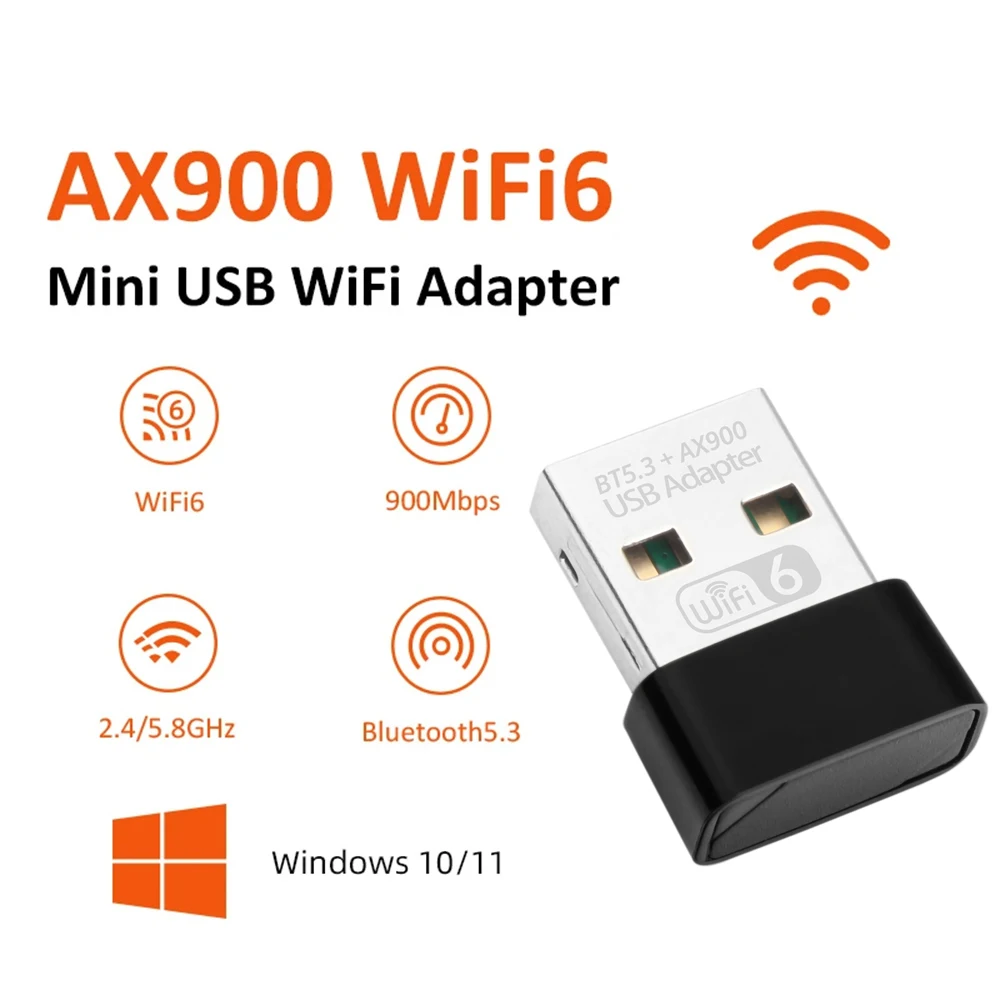 AX900 USB WiFi 6 Bluetooth 5.3 Adapter 2in1 Dongle Dual Band 2.4G&5GHz USB WiFi Network Wireless Receiver DRIVER FREE: Default Title