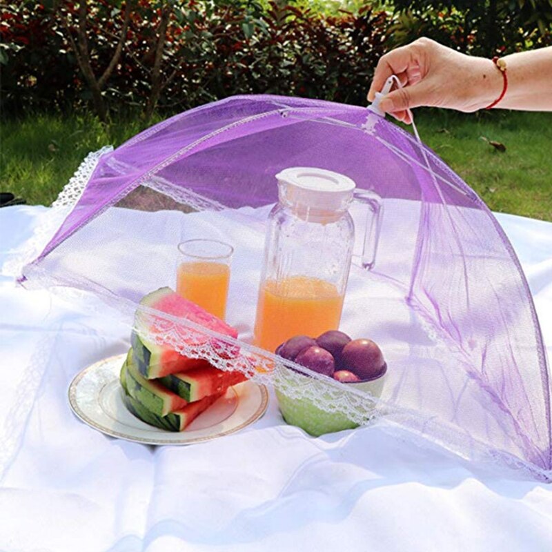 6 Pcs/Set Pop-Up Mesh Screen Food Cover Tent Collapsible Umbrella Food Cover Net