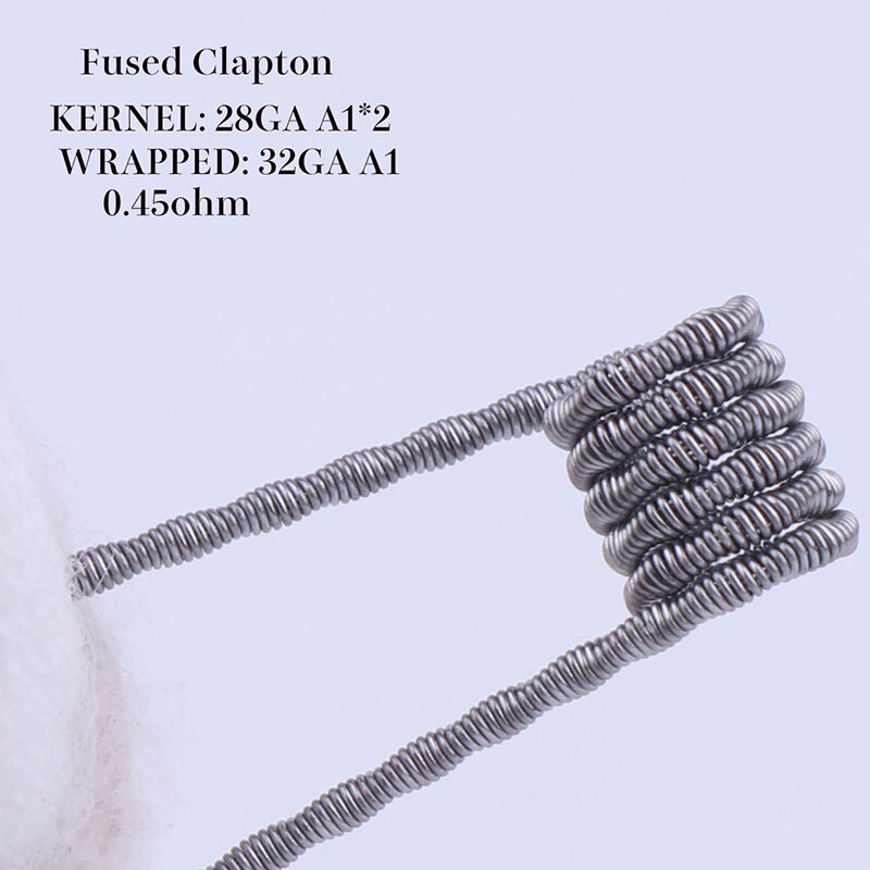 XFKM 50 pcs alien fused clapton tiger mix flat twisted coils premade wrap wires Quad hive Heating Resistance coil a1: fused 0.45 50