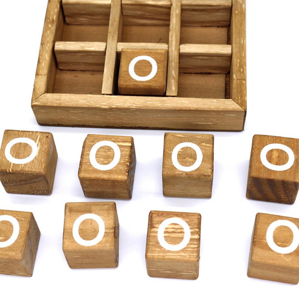 1set Wooden Parent-Child Interaction Developing Intelligent Puzzle Game XO Chess Puzzles Noughts And Crosses Game Board