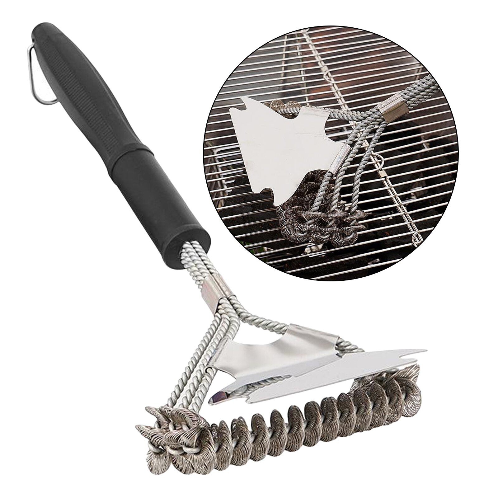 BBQ Grill Cleaning Brush Barbecue Cleaner Scraper with Long Safe Handle for All Grilling Tools Including Gas, Charcoal Weber