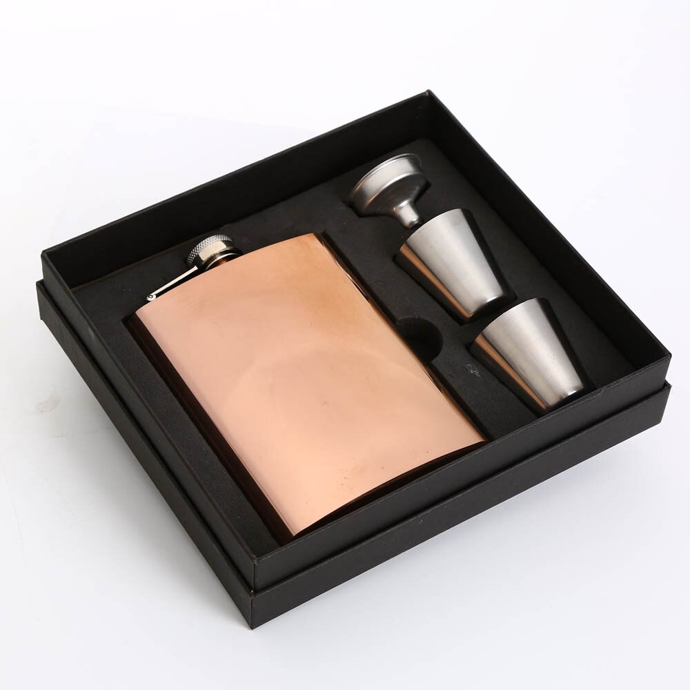 8oz Colorful Stainless Steel Hip Flask Set Whiskey Wine Bottle Retro Alcohol Pocket Flagon With Box For