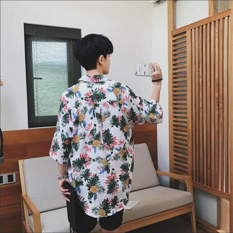 S -5xl hawaiiaans overhemd katoenen hawaiiaans overhemd heren zomer bedrukte bloemen strand overhemden heren plus maat  a5496